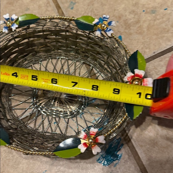 Decorative Wire Basket with Floral Accents - Picture 3 of 5